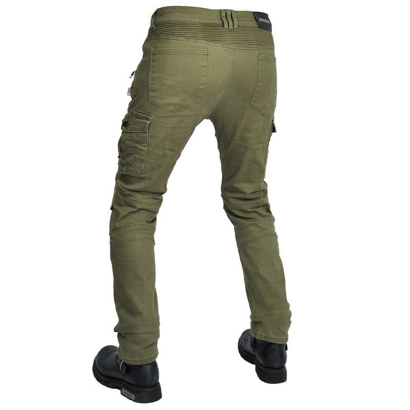 Pantalones vaqueros de la motocicleta de los hombres multi-Bolsa de ropa de trabajo pantalones de montar retro Cuatro Estaciones cremallera elástica off-road anti-caída Pantalones