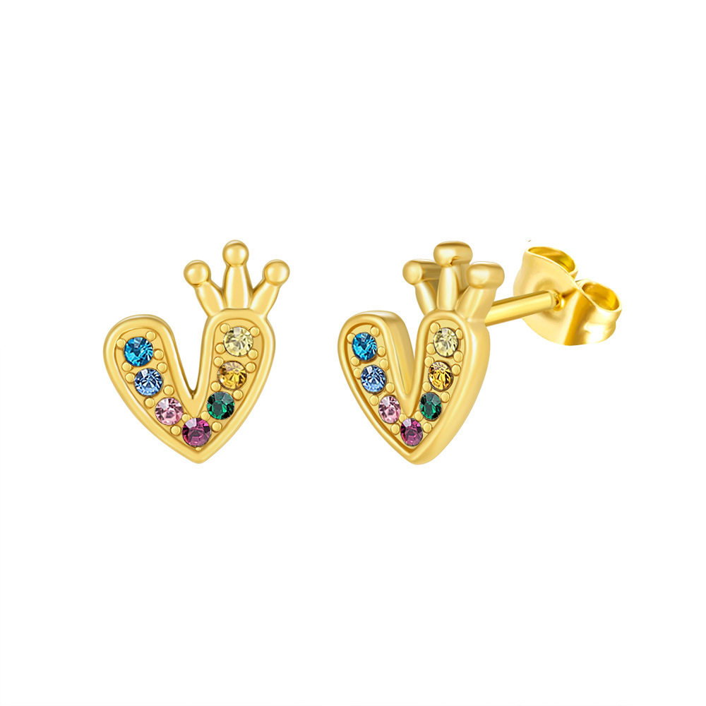 1 Pair Quantity 1 Pair Elegant Heart Shape Inlay Titanium Steel Zircon Ear Studs