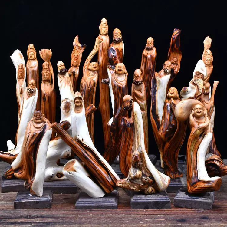 太行崖柏陈化料人物佛像随型根雕家居山水办公室神像木雕工艺摆件
