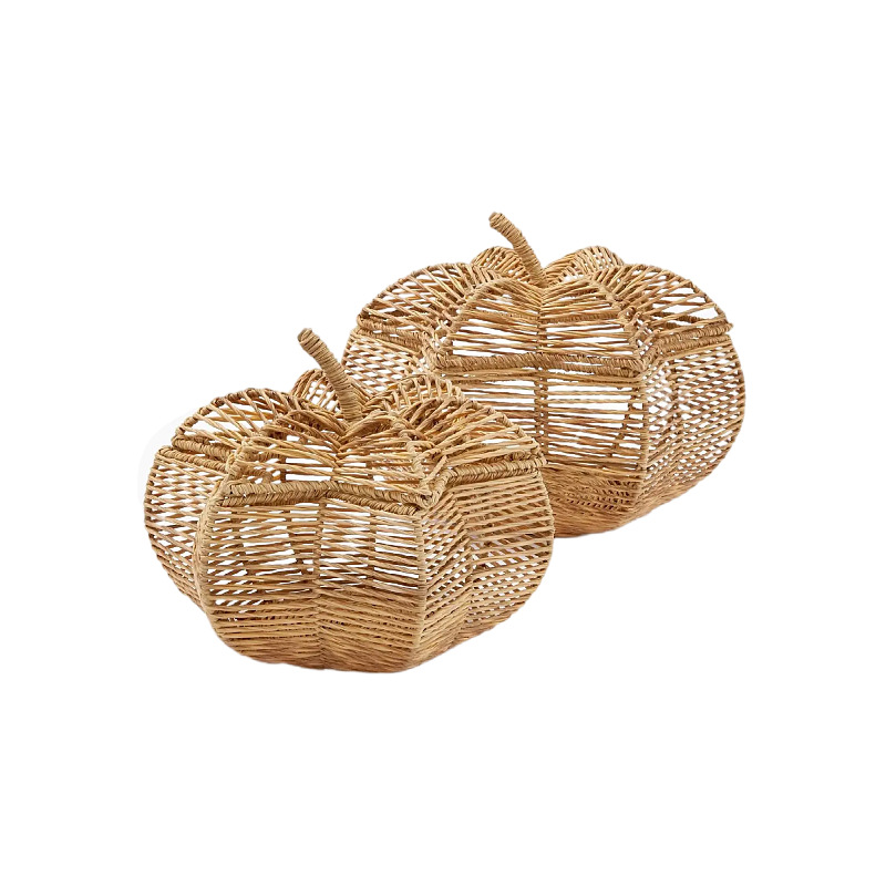 Cestas de almacenamiento de calabaza tejidas a mano al por mayor Cestas de almacenamiento de verduras de calabaza Cestas de almacenamiento de escritorio Cestas de artículos de decoración del hogar