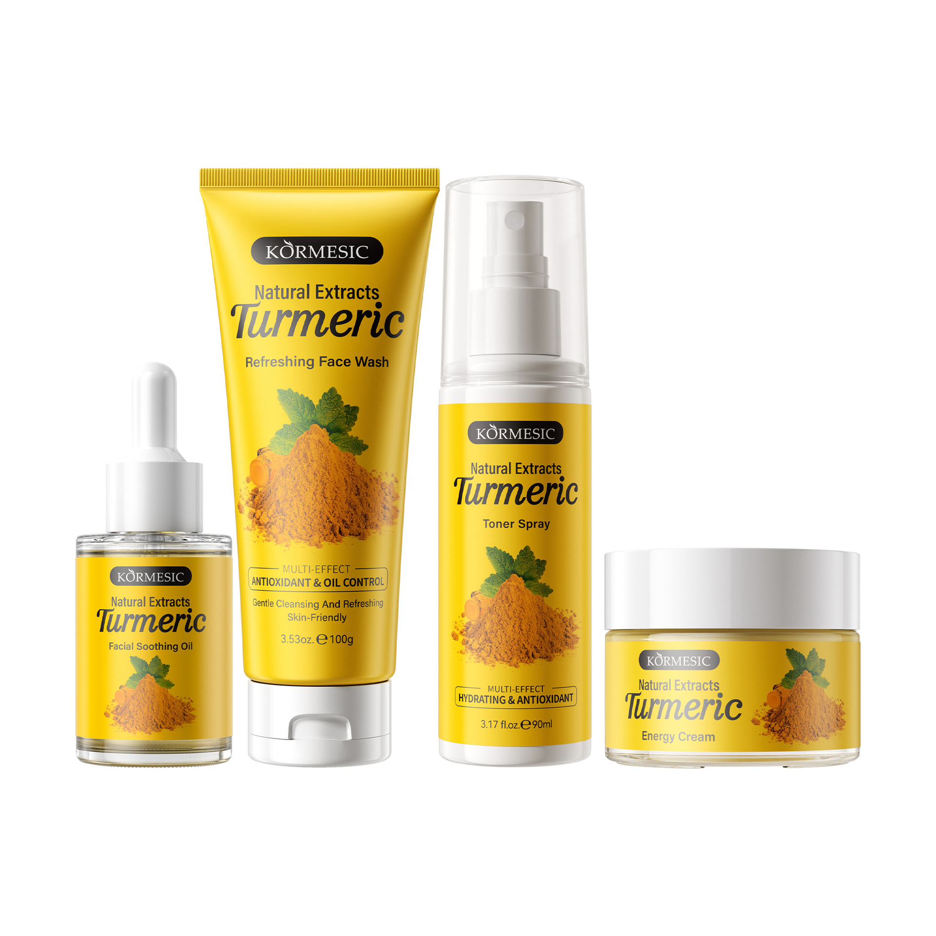 KORMESIC Turmeric Facial Care Set 4 Pieces Set Limpiador / Facial Spray Factory Cross-Border Wholesale image 6