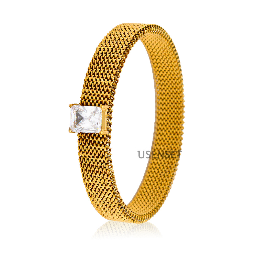Fashion Geometric Stainless Steel Plating Zircon Bracelets 1 Piece