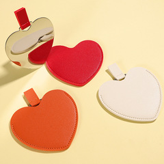 Irregular Heart Shaped Stainless Steel Makeup Mirror, Portable and Convenient PU Beauty Makeup Gift Small Mirror with Logo