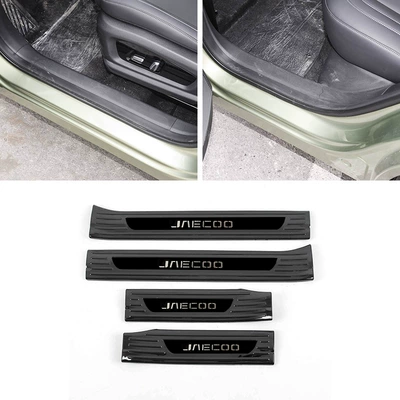Dekorativ pedal başlıqları Stainless Steel Threshold Strip - door-inside-4-pieces-of-inner-sill-strips-stainless-steel-black-titanium-brushed-for-jaecoo-j7