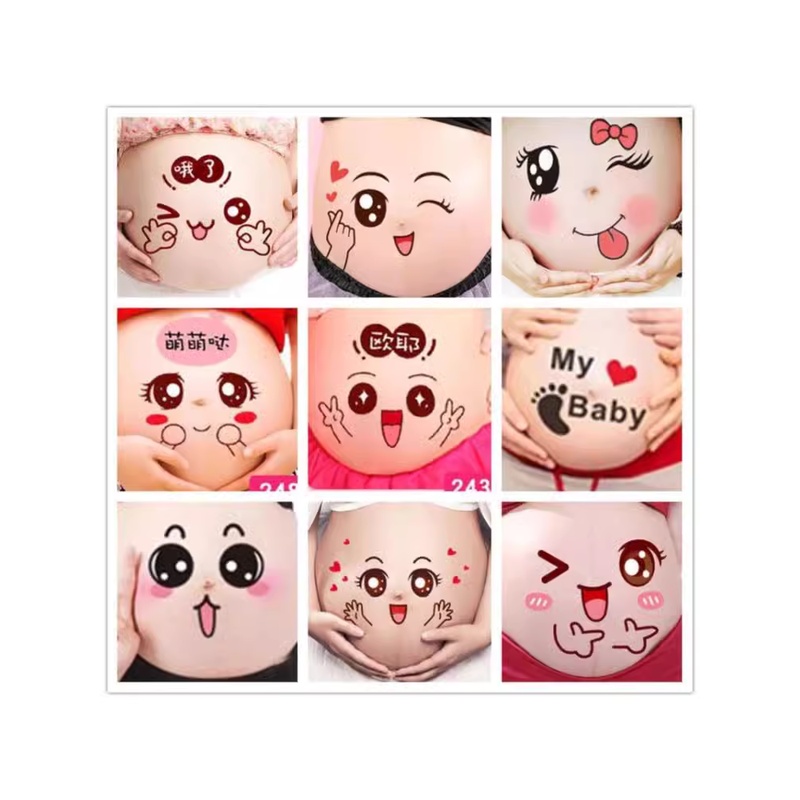 임산부 사진 소품 임신 배 스티커 배 스티커 임신 배꼽 스티커 사진 스튜디오 사진 소품