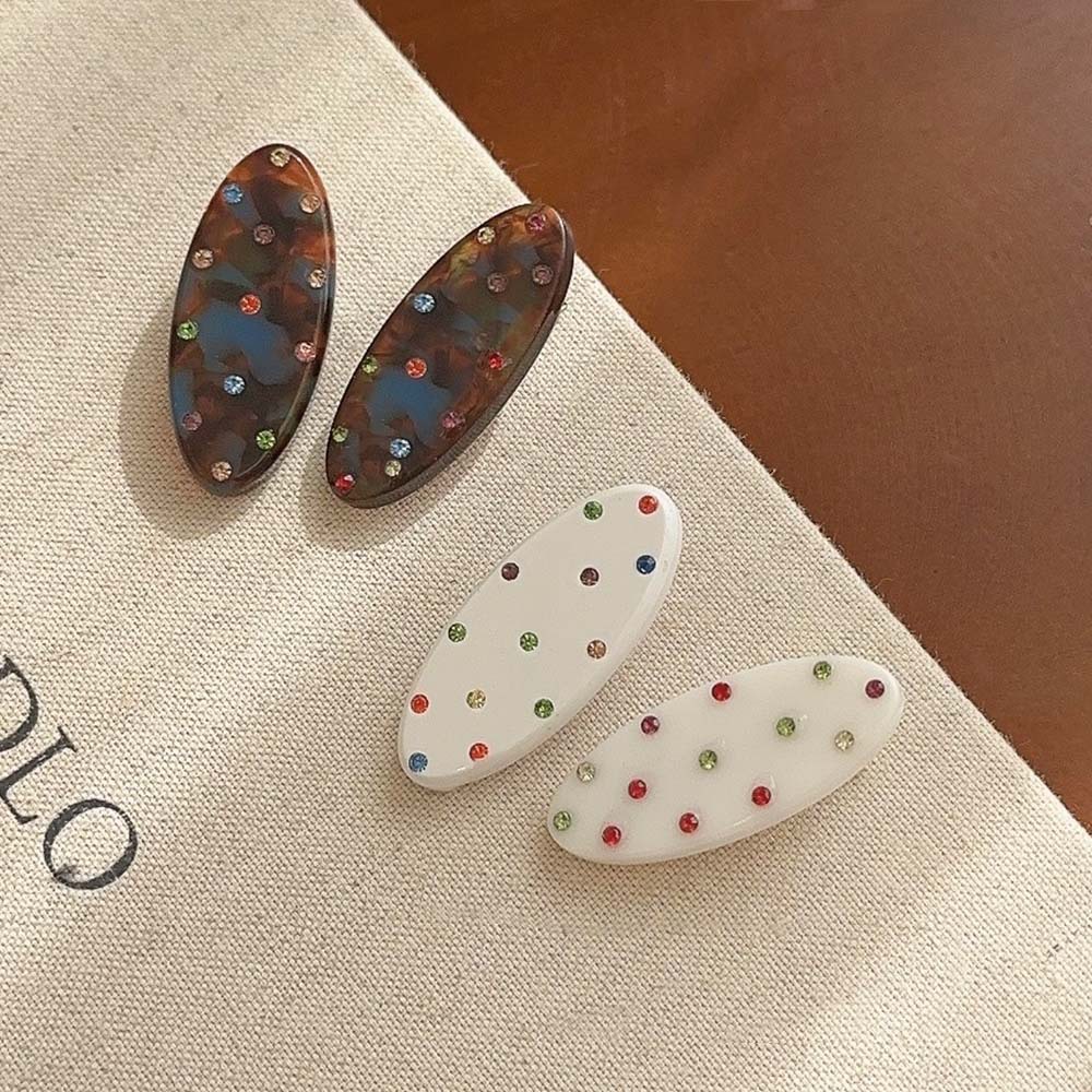 Coreano pequeño delicado dulce taladro geometría elíptica borde clip de cabello fruncado clip de resorte nuevo accesorio para el cabello para mujeres