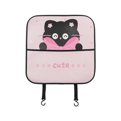 Car chair back anti-kick pad creative wear-resistant car protection pad cute cartoon bow cat storage anti-kick pad (Chair back anti-kick pad) - bow-cat-medium-anti-kick-pad