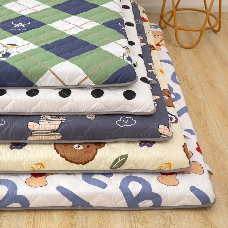 Brushed Mattress Quilted Thickened Printed Student Dormitory Sleeping Pad Single And Double Anti-slip Mattress Pad Group Purchase