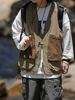 美式复古CityBoy日系多口袋工装马甲男款拉链无袖宽松机能风背心