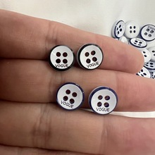 百搭黑白色男士短袖t恤polol衫圆形小纽扣衬衣扣子女士雪纺衫钮扣