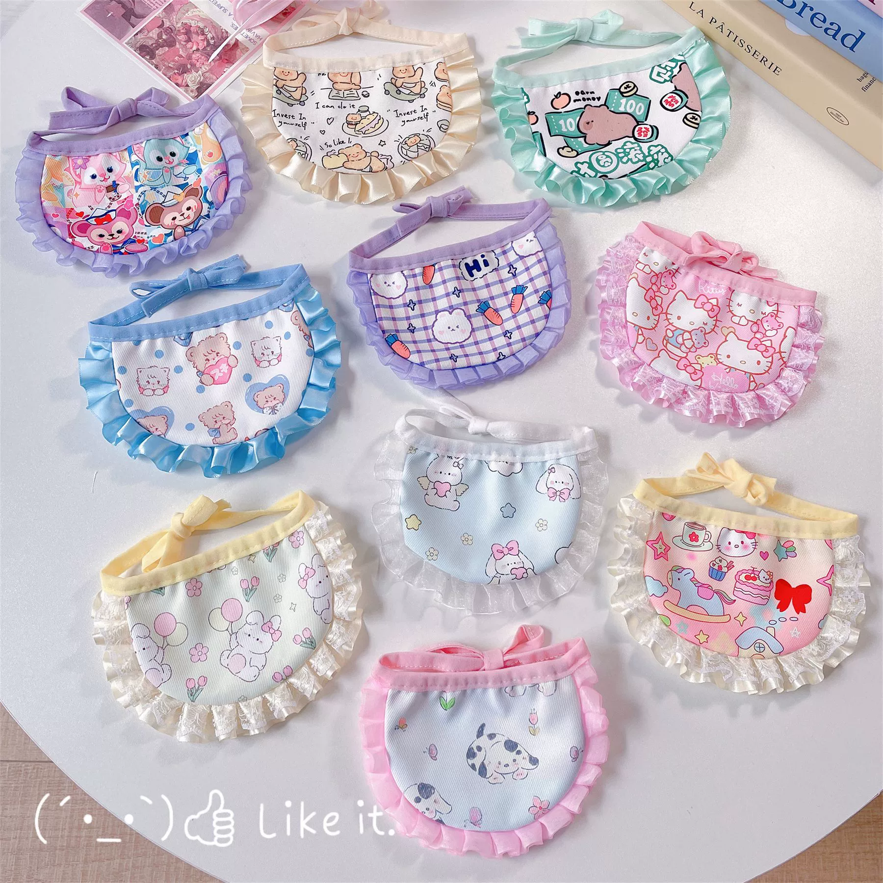 Кошачий нагрудник мультяшный кружевной шарф для домашних животных кукла медвежонок украшения шарф Летний кошачий воротник