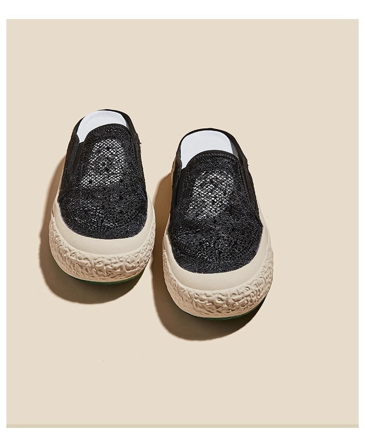 Damiu con la misma cabeza de bolsa media zapatillas mujeres 2025 moda pequeña fragancia zapatos de pescador de malla transpirable zapatos casuales con suela gruesa