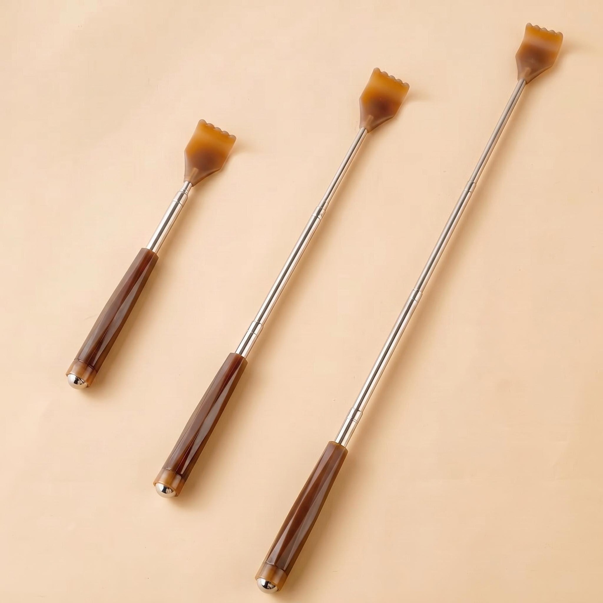 Stainless Steel Extendable Back Scratcher with Wooden Handle 3 Pack 48cm Telescopic Relief Tool for Adults specifications