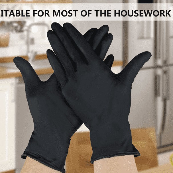 工厂批发民用检查丁腈手套一次性黑色出口nitrile gloves
