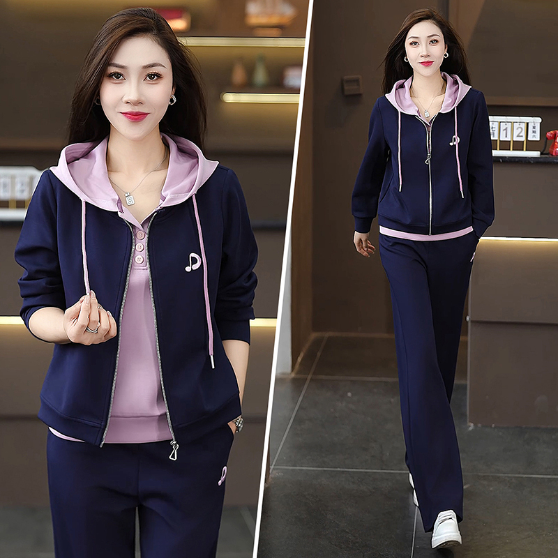 Casual Sportswear Suit for Women 2026 Autumn High-End Brand Age-Reducing Young Mom Outfit Jacket and Sweatshirt Two-Piece Set