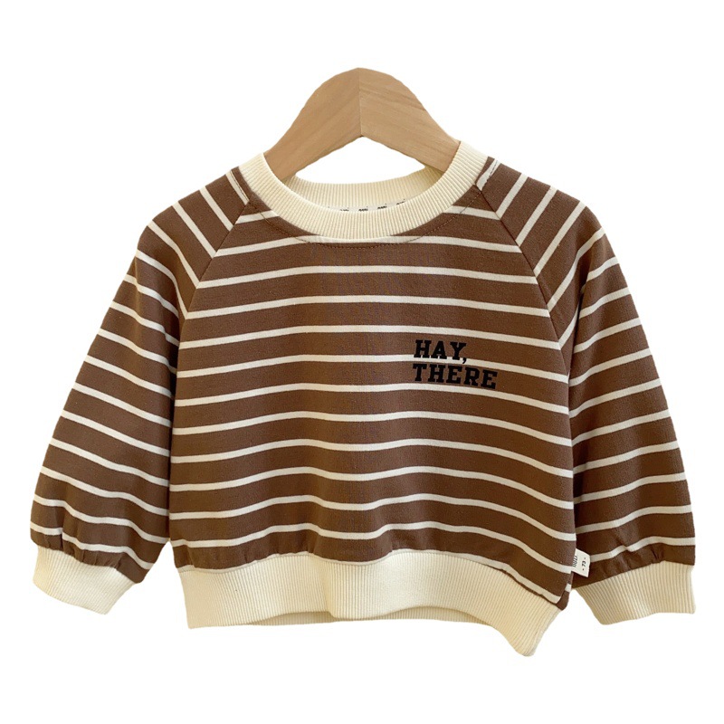 2023 primavera nuevo estilo coreano ropa infantil suéter a rayas para niños hombres y mujeres bebé Jersey primavera manga larga Camiseta