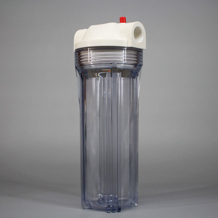 Botella de cobre del filtro del diente de 10 pulgadas 4-minute 6-minute con el barril del filtro de la válvula de escape del alivio de presión COMO botella transparente espesada del filtro con la hebilla interna