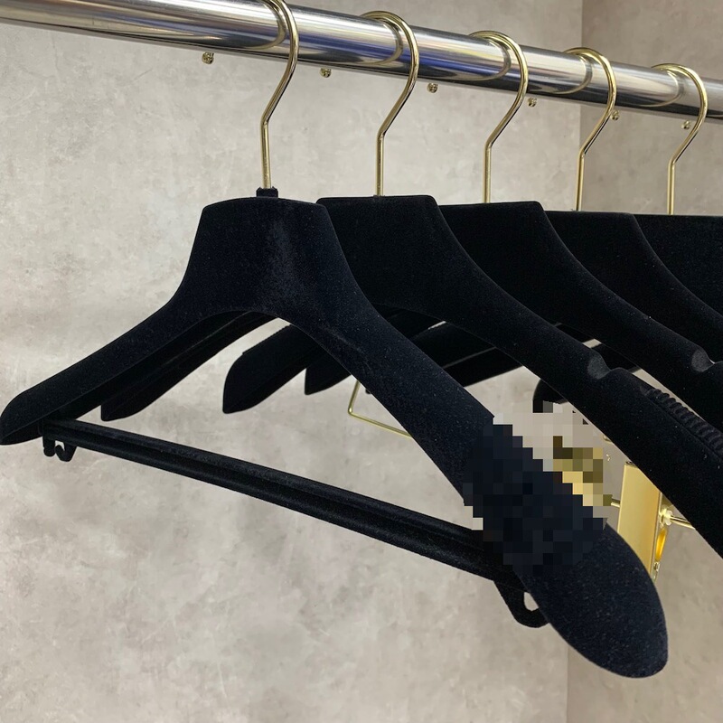 女服装店丝绒衣架防滑痕黑色植绒小香衣架裤5个起拍万百|undefined