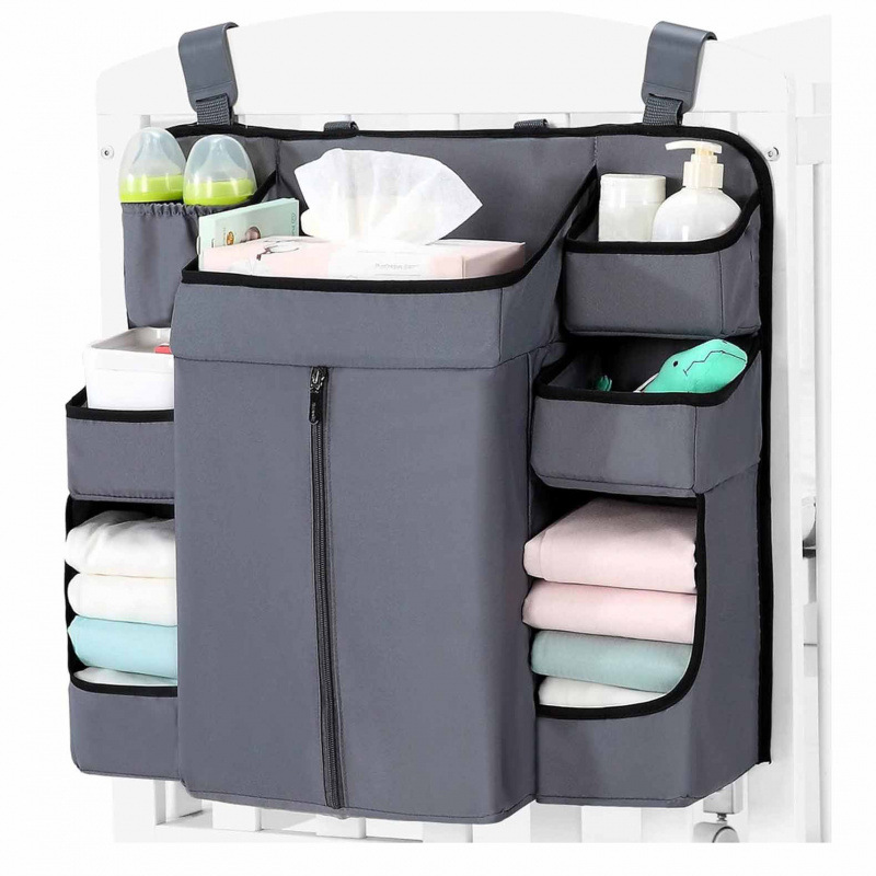 Rack de almacenamiento de pañales colgantes para cama de bebé