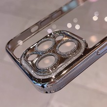 自带镜头膜苹果14promax手机壳透明全包防摔iPhone15电镀保护套