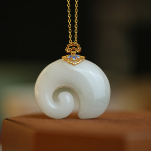 S925 silver inlaid natural gold jade elephant god auspicious enamel ruyi buckle retro ethnic style men's and women's auspicious pendant