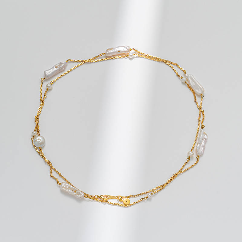 Fashionable long brand small design necklace from pearl