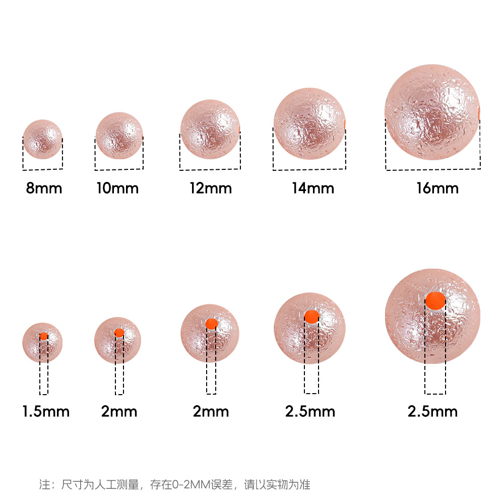 Abs perlas de imitación cuentas redondas cuentas de arrugas de agujero recto cuentas de cuero de papel de azúcar de color pulsera de bricolaje hecha a mano cadena de teléfono móvil cuentas al por mayor