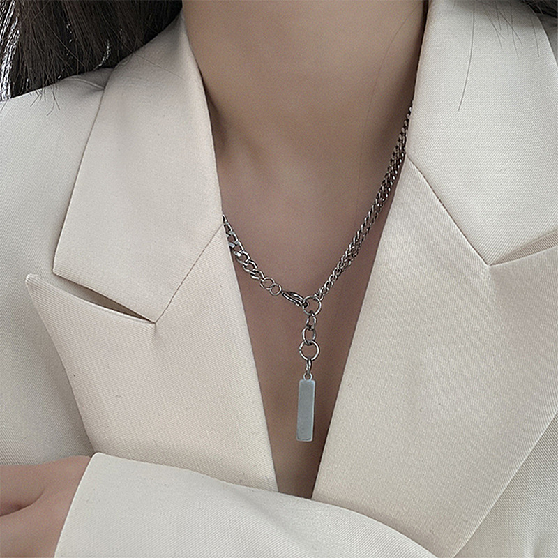 2105080 (1)钛钢双层男士项链男潮ins嘻哈简约气质