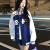 American Retro vintage Jacket Women 2023 new pattern Spring and autumn payment Easy student Jacket mlb ins tide