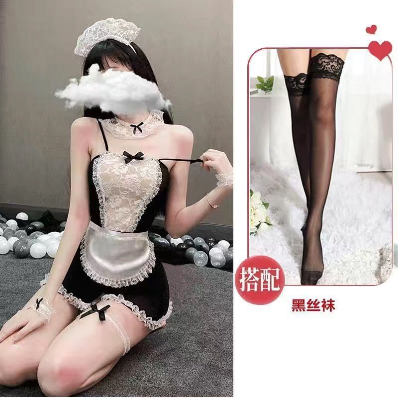 Sexy más tamaño pijamas bellyband traje de mucama lencería sexy uniforme seductor papel backless Chubby Girl nightdress coqueta