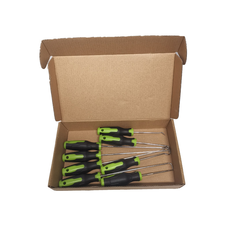 둥근 손잡이가 있는 녹색 및 검정색 후크 8개 세트(상자에 포장)