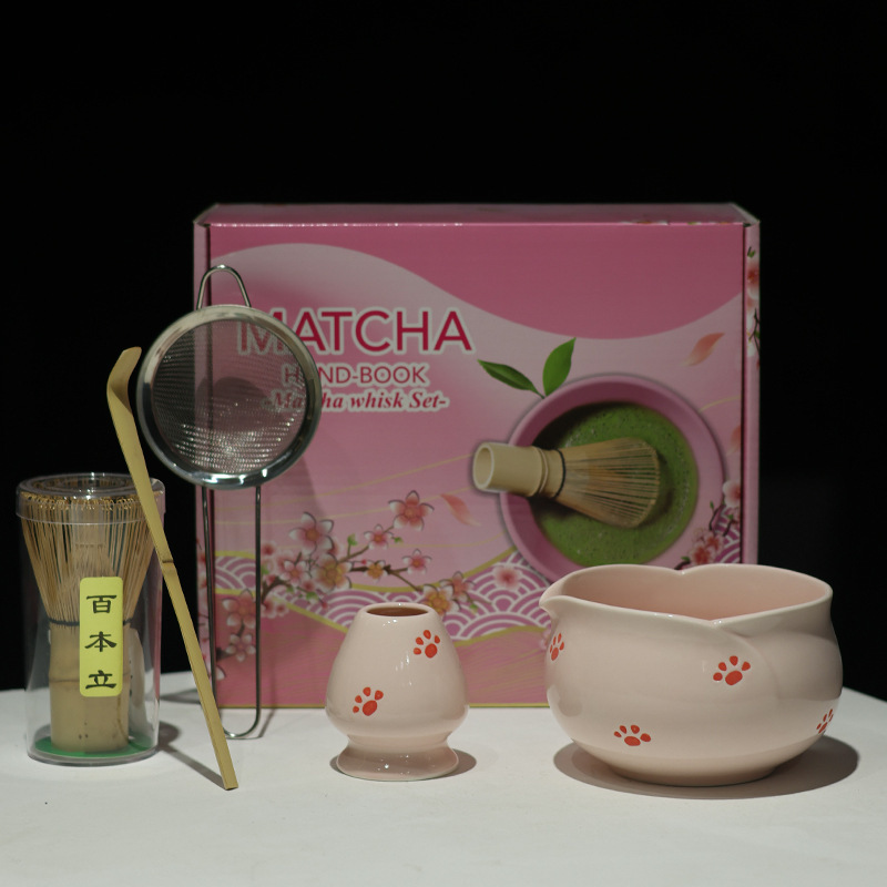 MATCHA跨境专供多款新品陶瓷5件套抹茶碗带嘴宋代点茶茶筅工具套|undefined