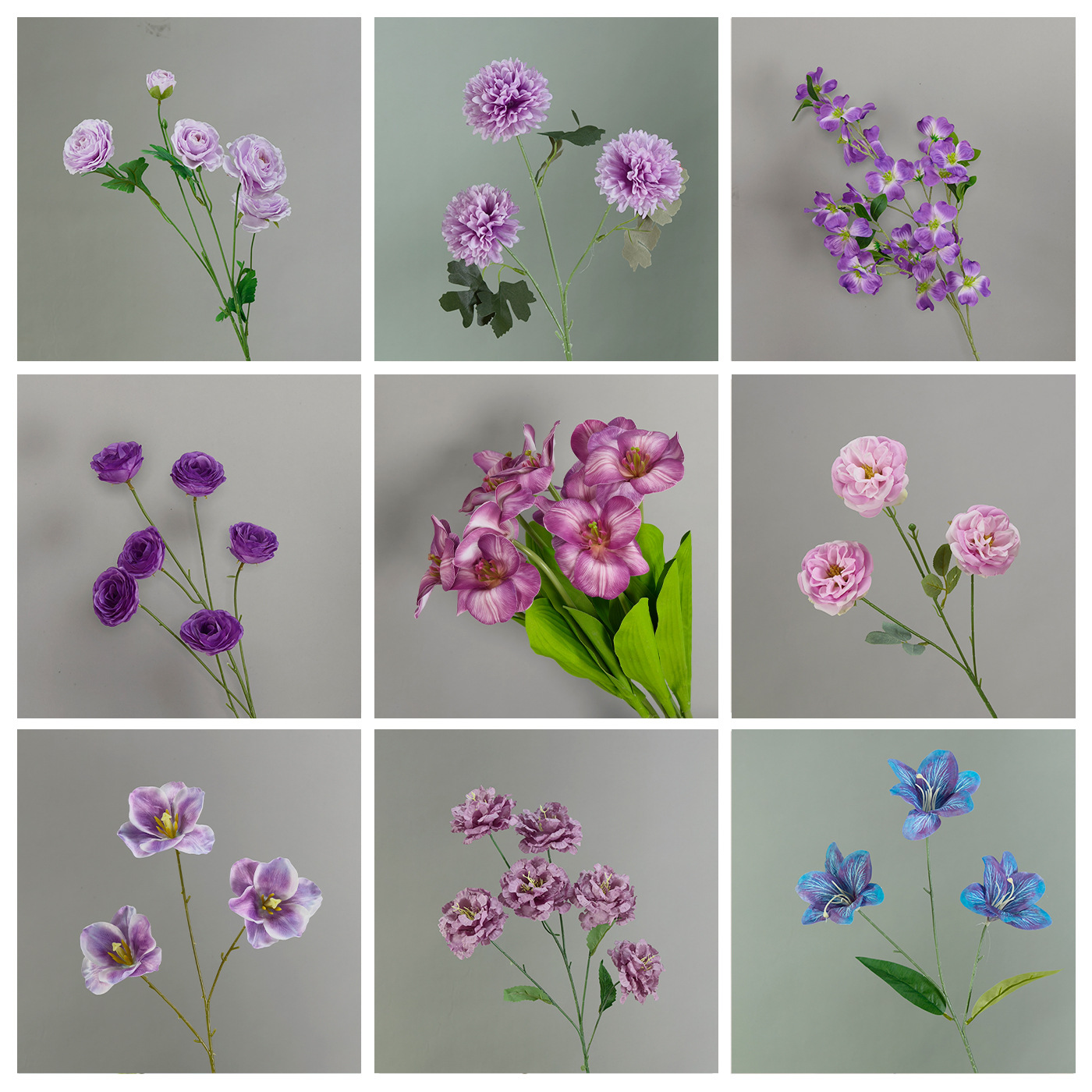 紫色仿真花婚礼场景布置绢花户外居家装饰紫色绣球蝴蝶兰假花花材