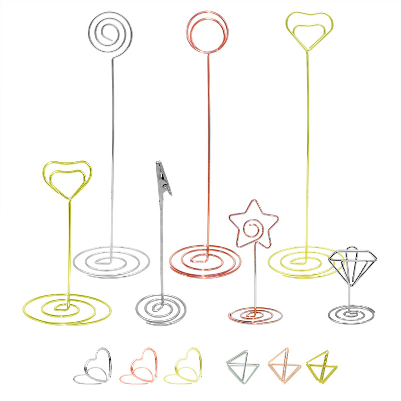 Titular de nota redonda tridimensional titular de la tarjeta de visita creativa titular de la tarjeta de mensaje titular de la tarjeta de metal en forma de corazón titular de asiento decoración al por mayor