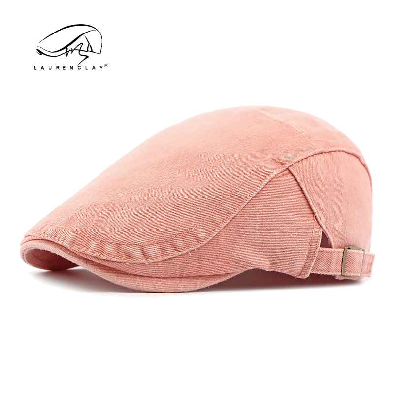 Sombrero de lengua de pato de mezclilla lavado, modelo de conductor masculino, boina retro británica de algodón, placa de luz, sombrero de entrada delantera para mujer