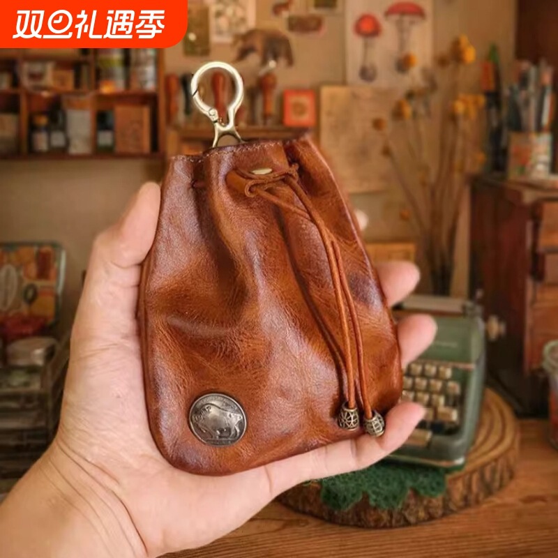 Japanese-Style Minimalist Retro Mini Key Pouch, Card Holder, Coin Purse, Earphone Case, Small Accessory Bag, Lucky Bag