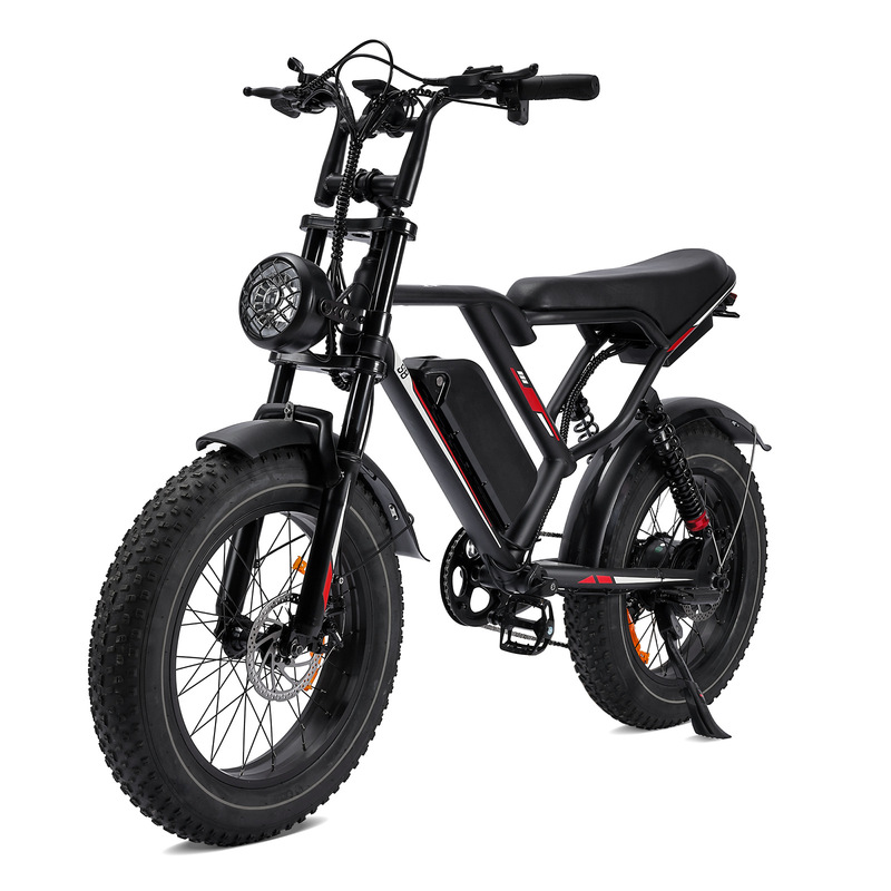 20inch Wide-Tire Electric Bicycle with Power Assist, Retro Motorcycle-Style, European and American Overseas Warehouse, Dropshipping Available