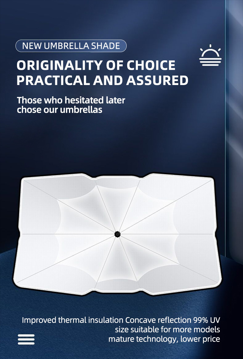 2026 Cross-Border Amazon Car Sunshade Titanium Silver Multi-Functional Sun Protection and Heat Insulation Sunshade Umbrella Source Factory Wholesale