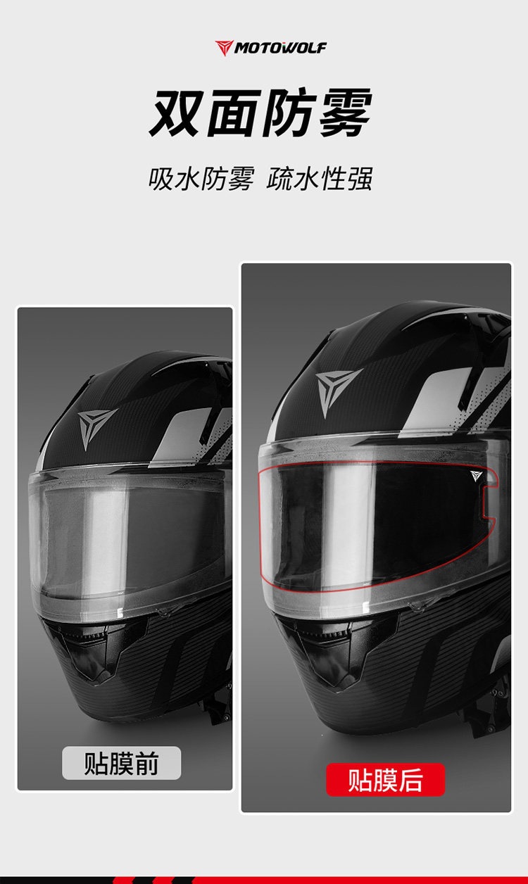 Suitable for MotoWolf motorcycle helmet anti-fog film, electric vehicle high-definition transparent lens film, full-face helmet film