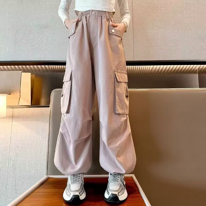 女童潮酷穿搭休闲裤子2025年新款儿童阔腿女大童嘻哈街舞工装长裤|undefined