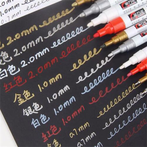 [12 colors] Color paint pen oil-based pen construction site large graffiti pen tracing monument paint touch-up paint round-head metal pen