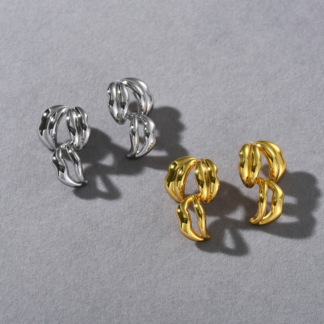 復古法式不規則鏤空嘴唇耳飾S925銀針耳釘簡約時尚個性設計感耳環