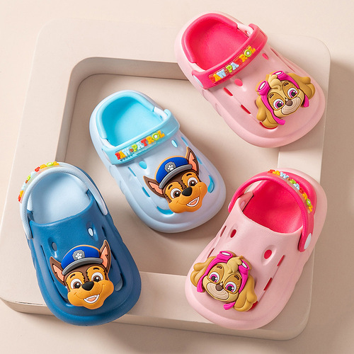 Paw Patrol Children's Slippers Hole Anti-Slip Boys and Girls Indoor Soft Sole Breathable Deodorant Cute Cartoon Baotou Sandals