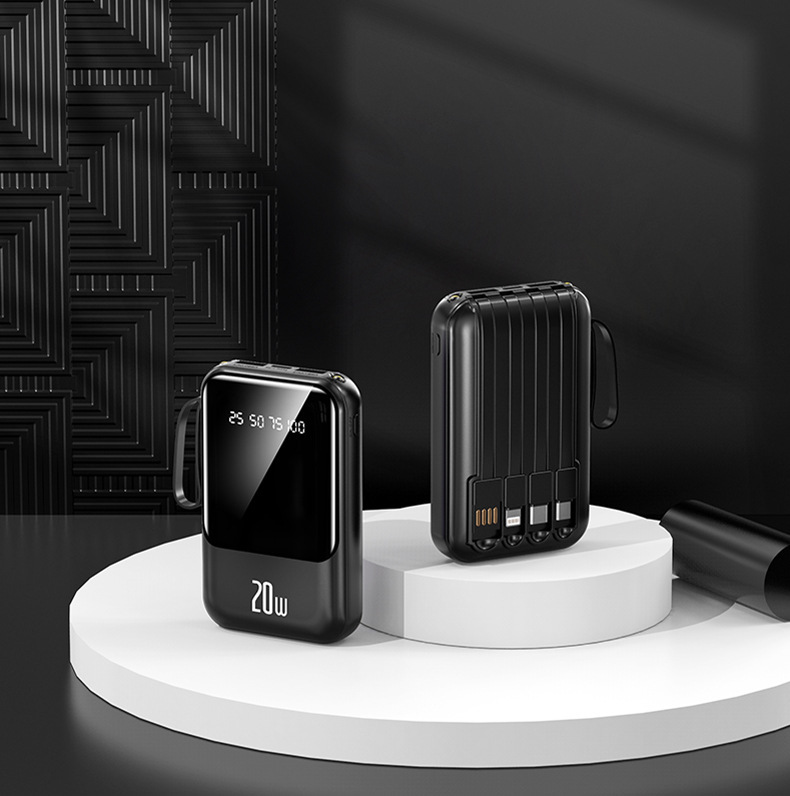 Powerbank großer Kapazität Schnellladen 20000mAh mit integriertem Kabel kompakt tragbar mobile Stromquelle Geschenkdruck mit Logo