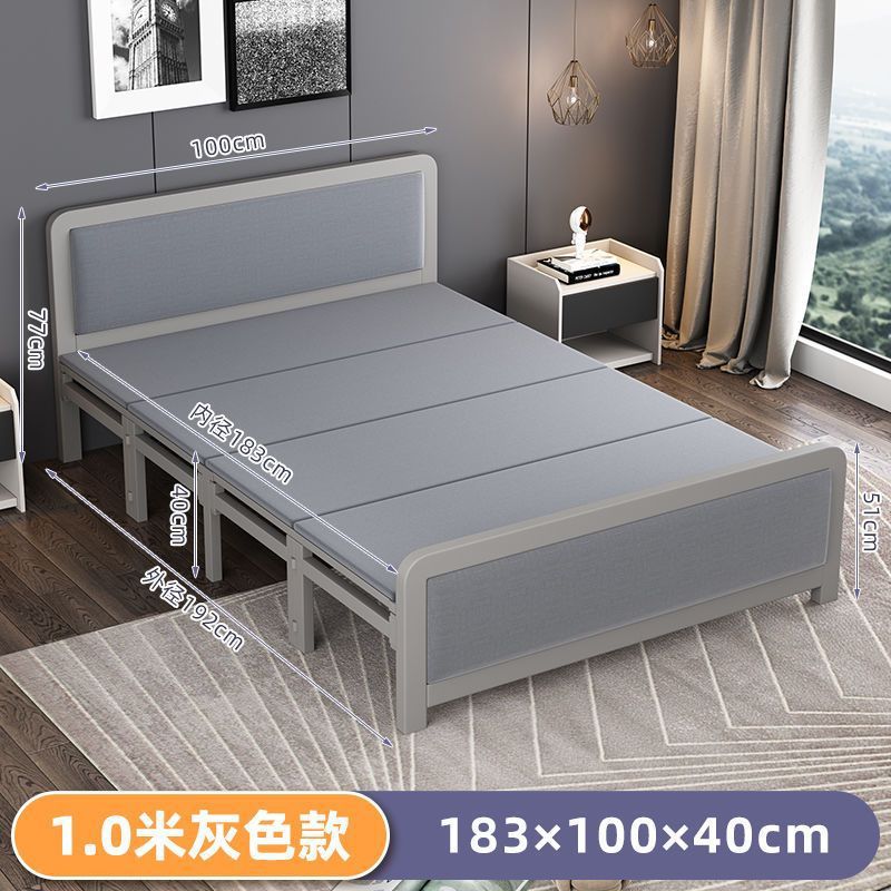 Camas dobles plegables cuádruples cama de madera casera cama de hierro cama de alquiler cama de piso cama cama cama de hierro forjado cama plegable portátil
