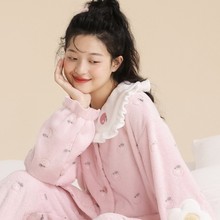 秋季珊瑚绒新款加厚家居服套装冬季甜美公主睡衣女太太秋冬睡衣
