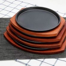 商用铸铁牛排盘铁板烧盘家用韩式烤肉盘圆形牛排盘烧烤铸铁盘批发