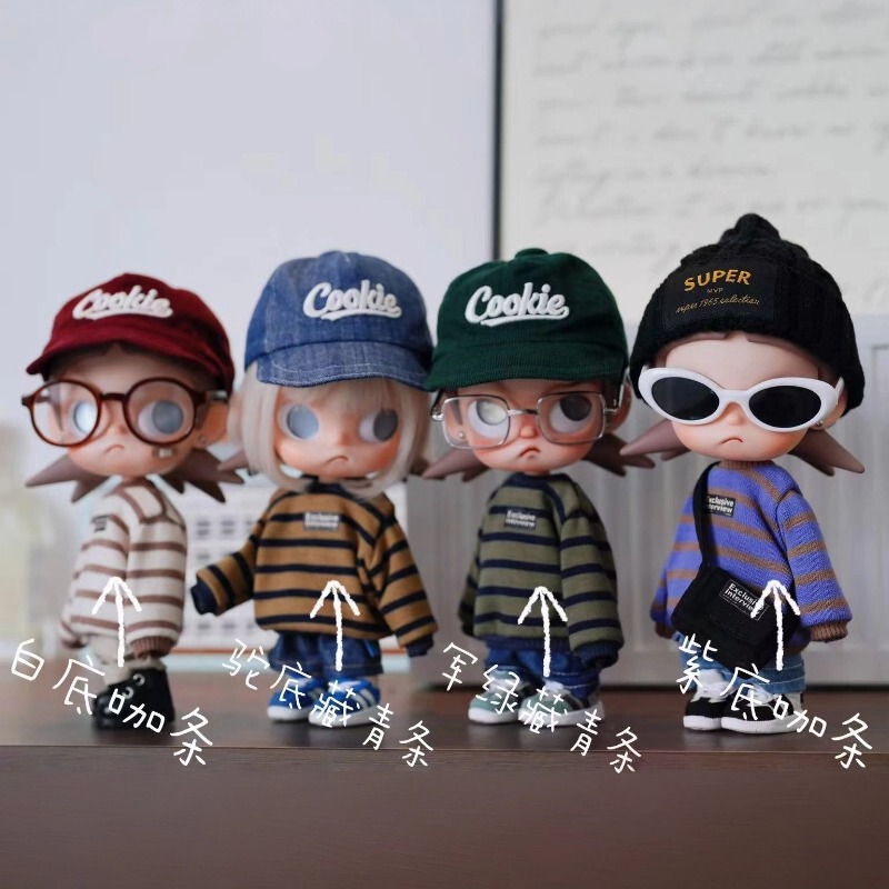 Zsiga Doll Clothes Striped Sweatshirt Solid Color Sweatshirt Top Handmade Doll Outfit Replacement 1/8 Scale Zsiga Doll Clothes Striped Sweatshirt Solid Color Sweatshirt Top Handmade Doll Outfit Replacement 1/8 Scale