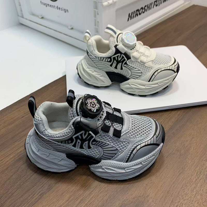 男女童老爹鞋学生潮流2025春夏季新款儿童旋转扣软底网面运动鞋潮