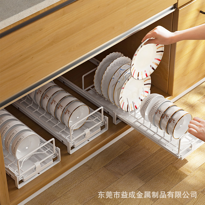 Lower cabinet pull-out dish cupboard with built-in single-layer dish drain kitchen storage cupboard drying type bowl basket rack